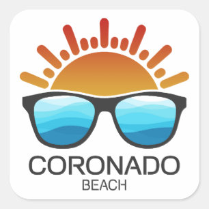 Pegatina Cuadrada Gafas de sol de la playa Coronado California