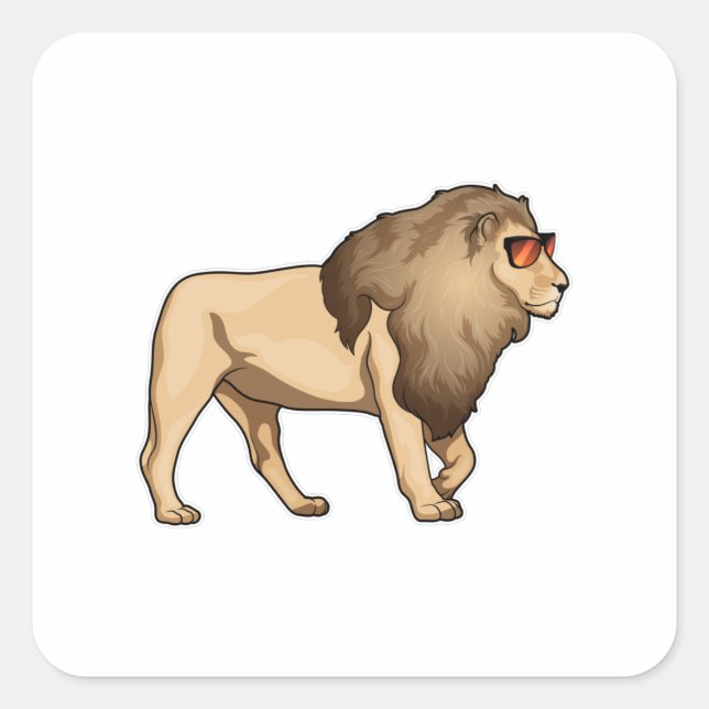 Pegatina Cuadrada Gafas de sol de león (Anverso)