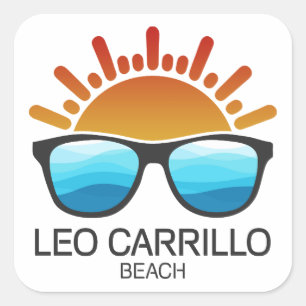 Pegatina Cuadrada Gafas de sol de playa Leo Carrillo California