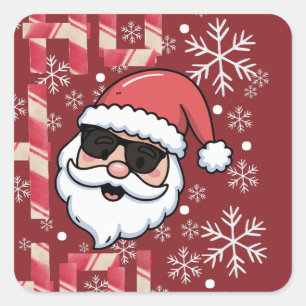 Pegatina Cuadrada Gafas de sol de Santa Retro Geniales Llavero de Na