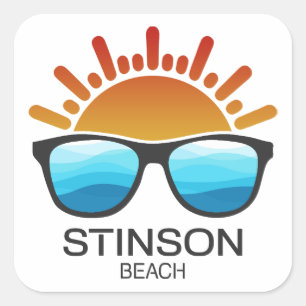 Pegatina Cuadrada Gafas de sol de Stinson Beach California