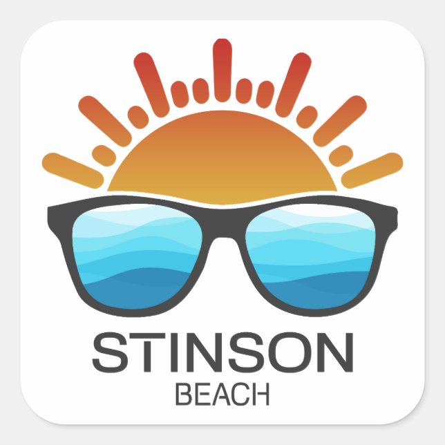 Pegatina Cuadrada Gafas de sol de Stinson Beach California (Anverso)