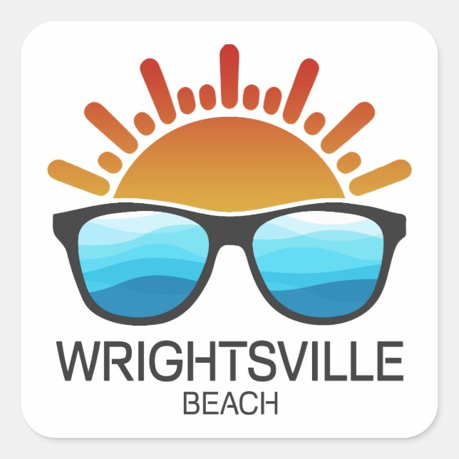 Pegatina Cuadrada Gafas de sol de Wrightsville Beach North Carolina (Anverso)
