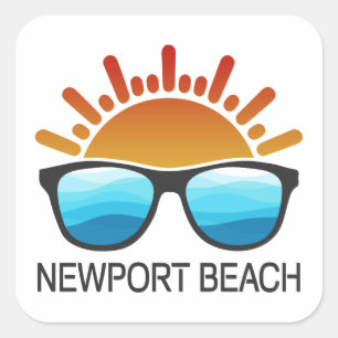 Pegatina Cuadrada Gafas de sol Newport Beach California