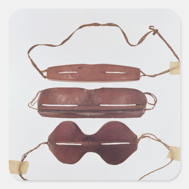 Pegatina Cuadrada 'Gafas de sol/nieve inuit' (Anverso)