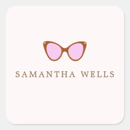 Pegatina Cuadrada Gafas de sol rosadas retro personalizadas