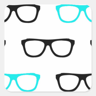 Pegatina Cuadrada gafas geeky geek azul