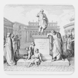 Pegatina Cuadrada Gaius Gracchus llorando antes que su padre