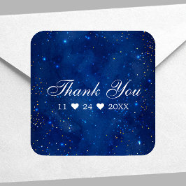 Pegatina Cuadrada Galaxia acuarela Estrellas Cósmicas Starry Gracias