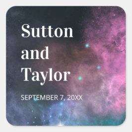 Pegatina Cuadrada Galaxia arco iris