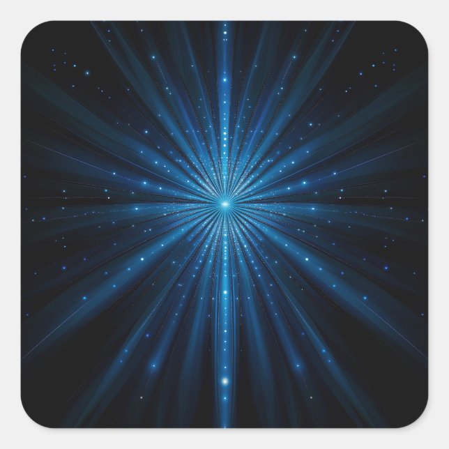 Pegatina Cuadrada Galaxia Azul Continuum Estrella Cósmica Nacimiento (Anverso)