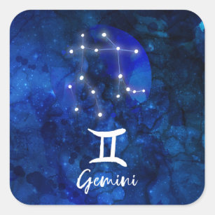 Pegatina Cuadrada Galaxia azul de la constelación del zodiaco de los