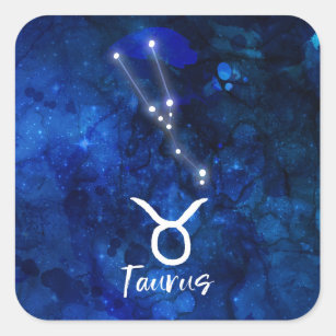 Pegatina Cuadrada Galaxia azul de la constelación del zodiaco del