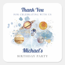 Pegatina Cuadrada Galaxia de Planetas de Cohetes del Espacio Ultrate