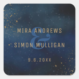 Pegatina Cuadrada Galaxia dorada