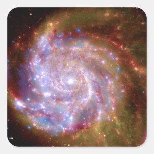 Pegatina Cuadrada Galaxia espiral Messier 101 - Foto del telescopio 