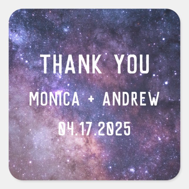 Pegatina Cuadrada Galaxia Estrellas del Espacio Ultraterrestre Starr (Anverso)