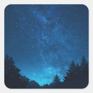 Pegatina Cuadrada Galaxia impresionante de la Vía Láctea sobre un bo
