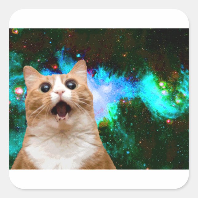 PEGATINA CUADRADA GALAXY CAT (Anverso)