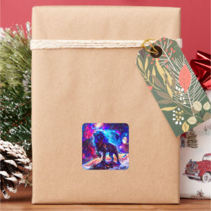 Pegatina Cuadrada Galaxy Lion Blue