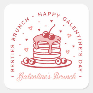 Pegatina Cuadrada Galentine's Day bestiona la estética del brunch co