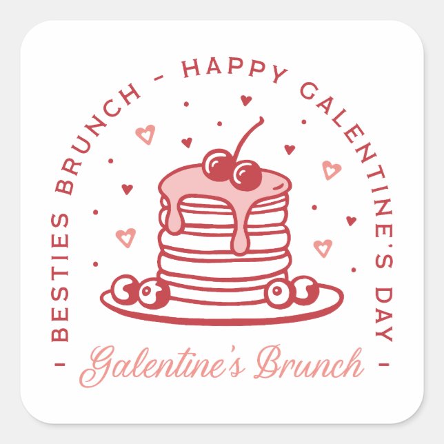 Pegatina Cuadrada Galentine's Day bestiona la estética del brunch co (Anverso)
