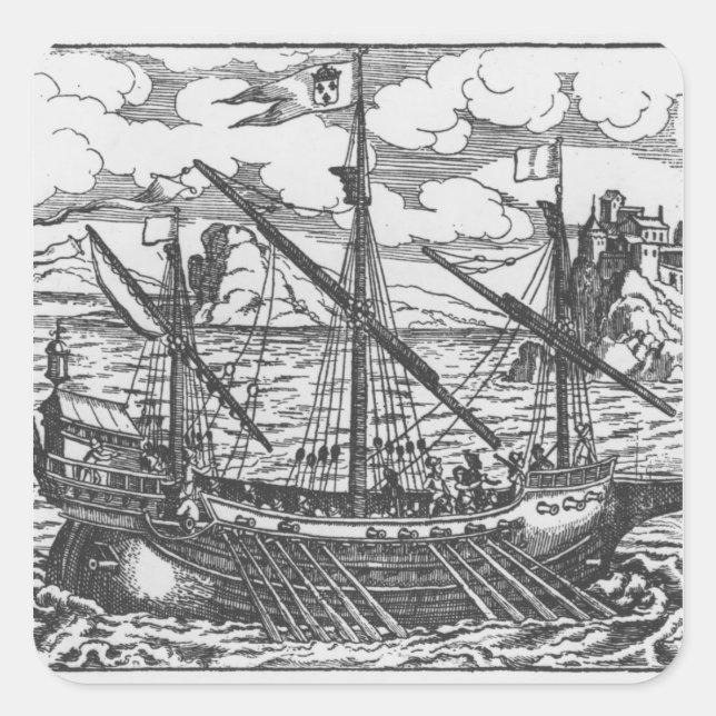 Pegatina Cuadrada Galera de Francia (Anverso)