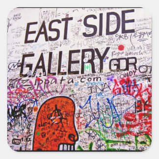 Pegatina Cuadrada Galería East Side, Muro de Berlín, graffiti