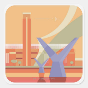 Pegatina Cuadrada Galería Tate y Puente del Milenio