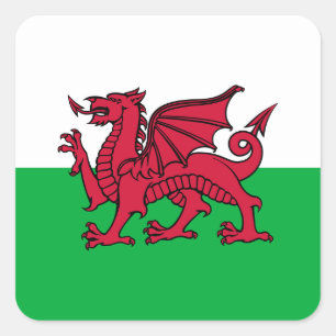 Pegatina Cuadrada Gales - Bandera galesa