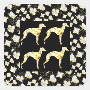 PEGATINA CUADRADA GALGO BRILLANTE