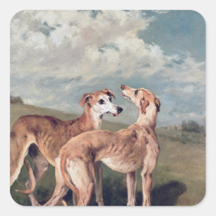 Pegatina Cuadrada Galgos