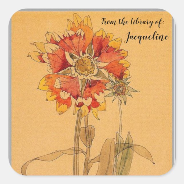 Pegatina Cuadrada Gallardia por Charles Mackintosh (Anverso)