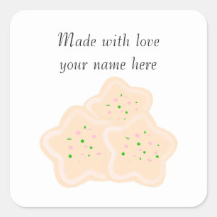 Pegatina Cuadrada Galletas de Navidad con forma de estrella Personal