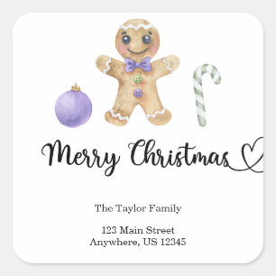 Pegatina Cuadrada Galletas de navidad Feliz Navidad