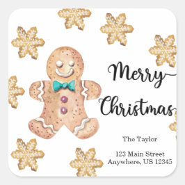 Pegatina Cuadrada Galletas de navidad Feliz Navidad Return Adresse