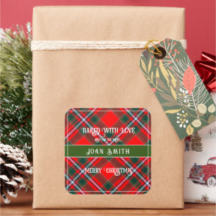 Pegatina Cuadrada Galletas de Navidad Horneadas con Amor 