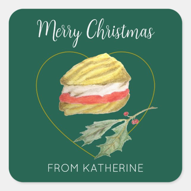 Pegatina Cuadrada Galletas Viennese Whirls Navidad (Anverso)