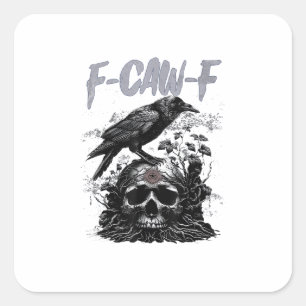 Pegatina Cuadrada Gallo divertido F-Caw-F Gracioso Halloween Retro C