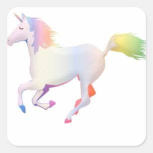 Pegatina Cuadrada Galloping Rainbow Unicorn