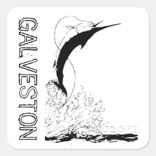 Pegatina Cuadrada Galveston, pesca deportiva TX