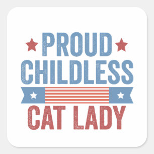 Pegatina Cuadrada Gama de gato sin hijos 2024