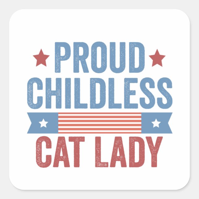 Pegatina Cuadrada Gama de gato sin hijos 2024 (Anverso)