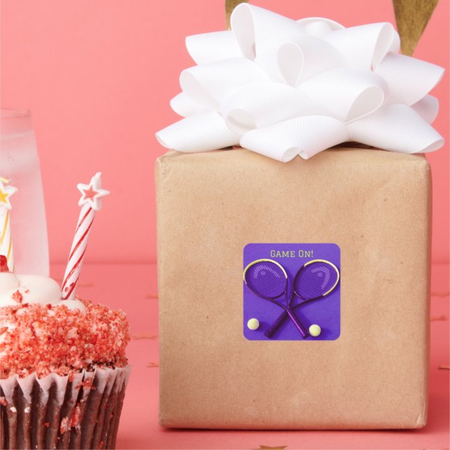 Pegatina Cuadrada "Game On" (Juego encendido) Chaquetas moradas y bo (Fiesta)