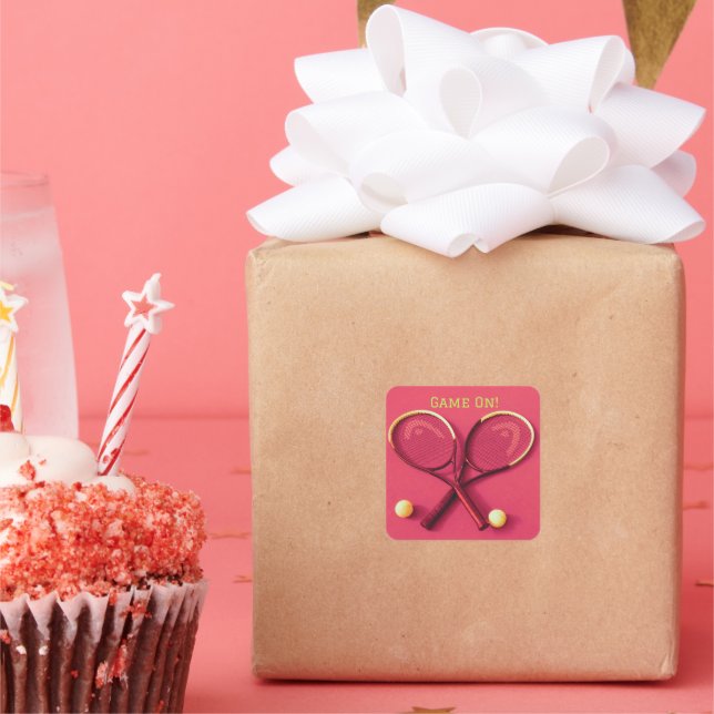 Pegatina Cuadrada "Game On" (Juego encendido) Chaquetas rosadas y bo (Fiesta)