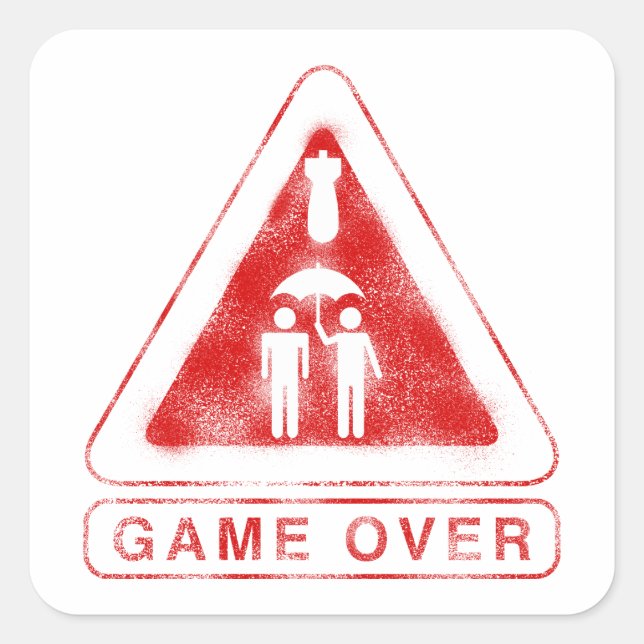 Pegatina Cuadrada Game Over (Anverso)