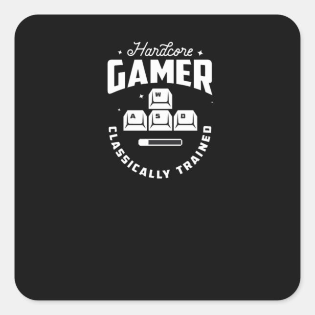 Pegatina Cuadrada Gamer de hardcore (Anverso)