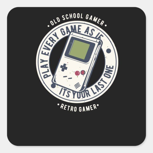 Pegatina Cuadrada Gamer de OldSchool (Anverso)