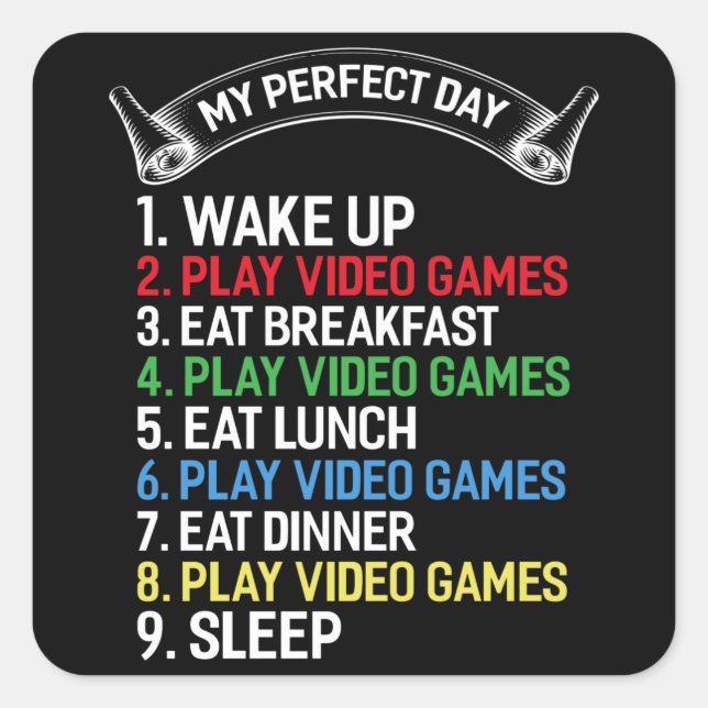 Pegatina Cuadrada Gamer dice Gaming Funny Gaming Gift Idea (Anverso)