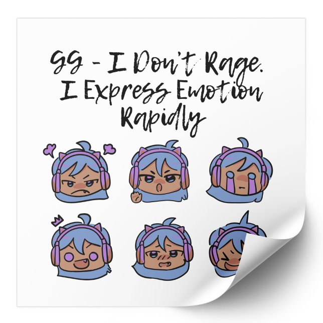 Pegatina Cuadrada Gamer Girl I Don’t Rage Kawaii Gaming Humor (Subido por el creador)
